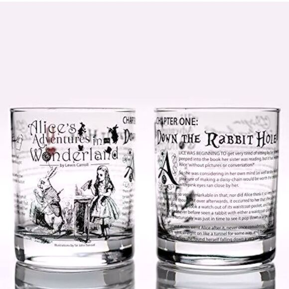 Greenline Goods Alice in Wonderland Whiskey Glasses Literature Rocks Glassware - Picture 6 of 10